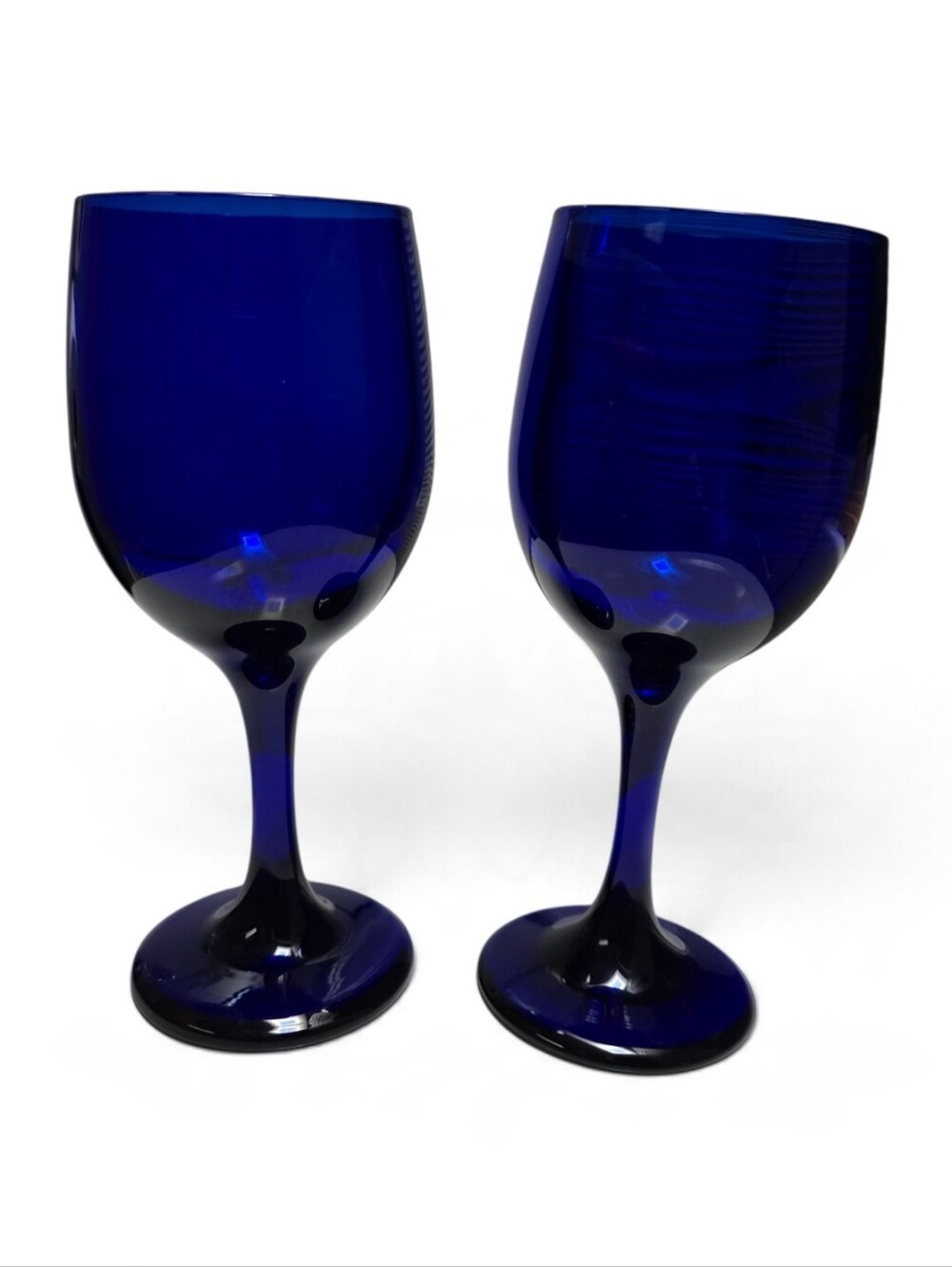 Vintage Libbey 12 Oz Cobalt Blue Water Wine Goblet Pair